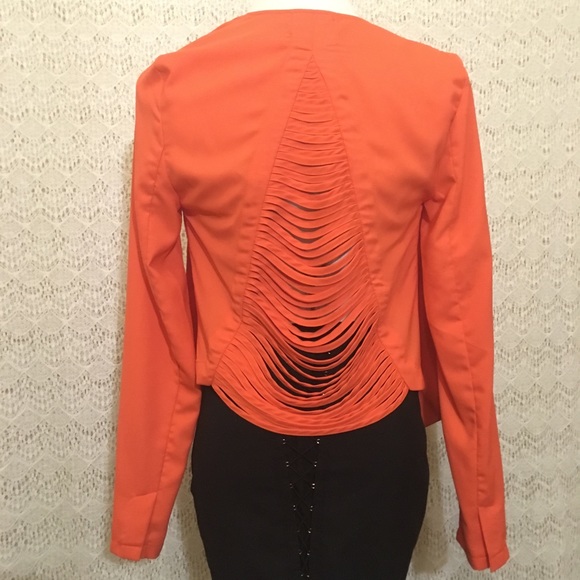 Orange Blazer with cutout back details - Picture 3 of 6